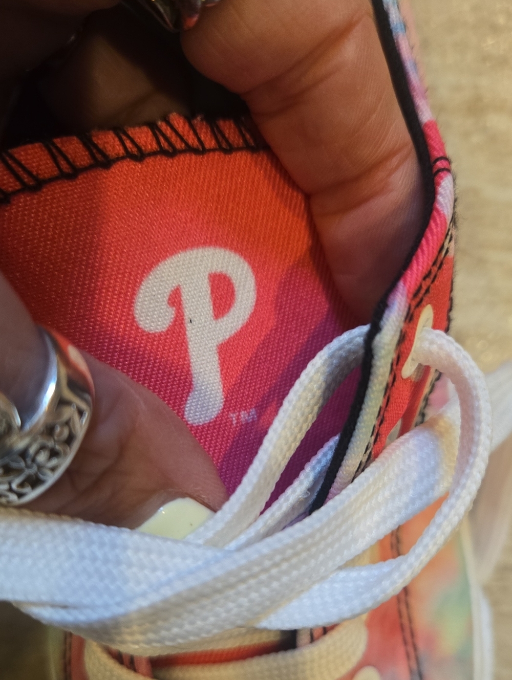 FOCO Philadelphia Phillies Pink Tie Dye Sneakers - Picture 8 of 13